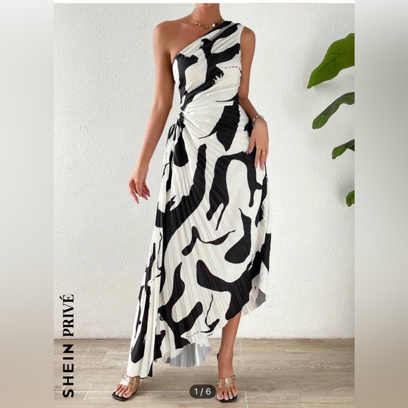 One Shoulder Midi Cocktail Dress - Picture 2 of 5